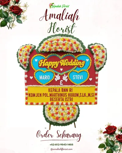 Karangan Papan Bunga Pernikahan di Mengger